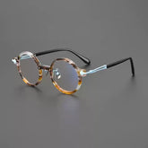 Lawler Vintage Acetate Titanium Glasses Frame Round Frames Southood Leopard Blue